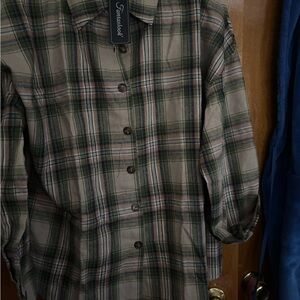 Faded Glory Women's Green Plaid Button Down Shirt